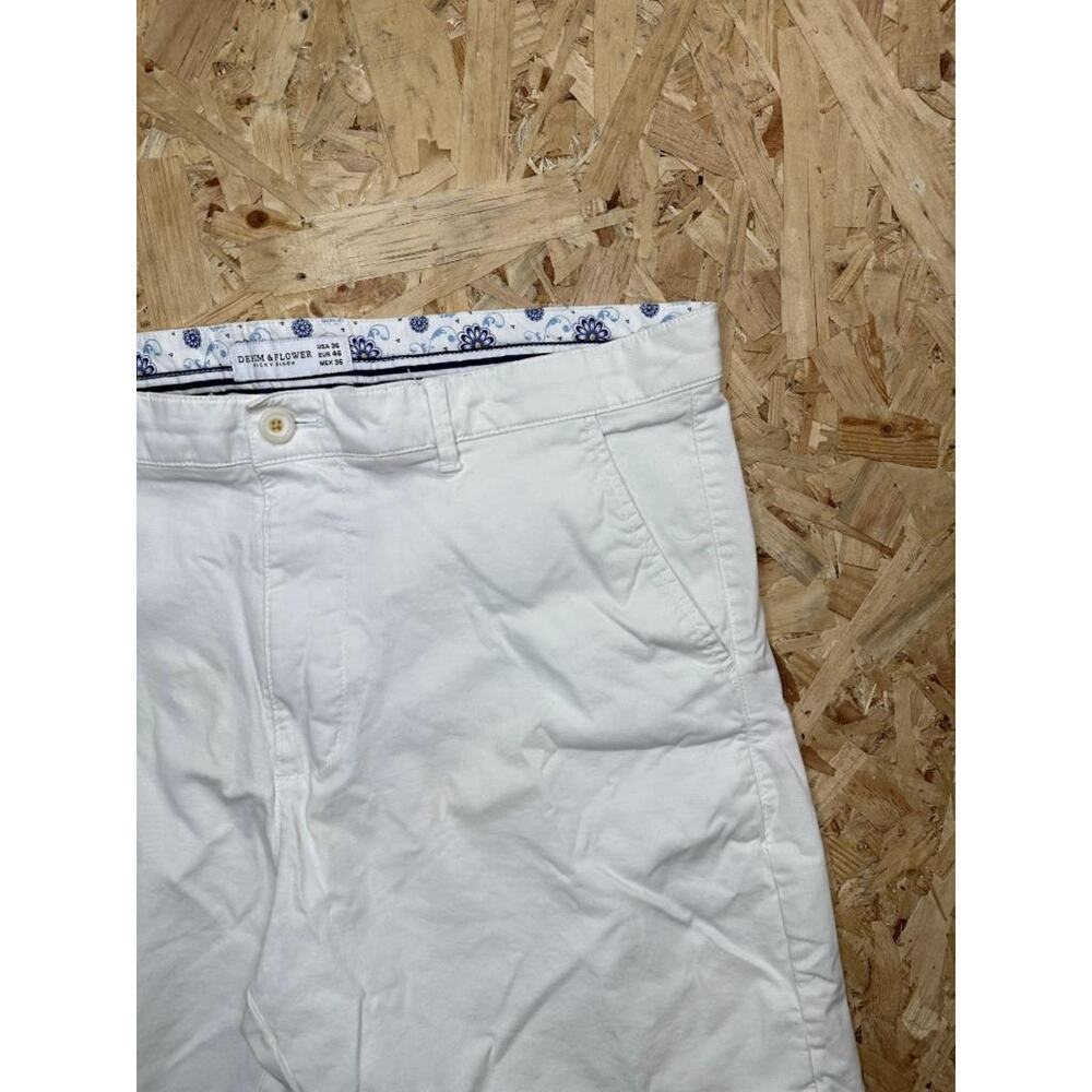 Denim & Flower Ricky Singh Mens Shorts Size 36 White Chino Flat Front Casual - Picture 5 of 14